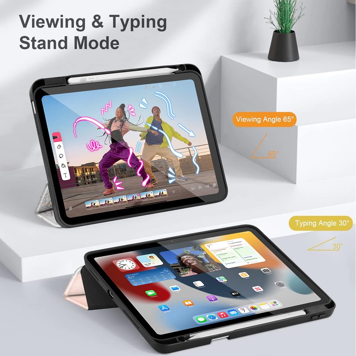 Tuiklol Funda para iPad de 10. generación, 2022 de 10.9 pulgadas, soporte para lápices con cubierta a prueba de golpes, carcasa trasera transparente