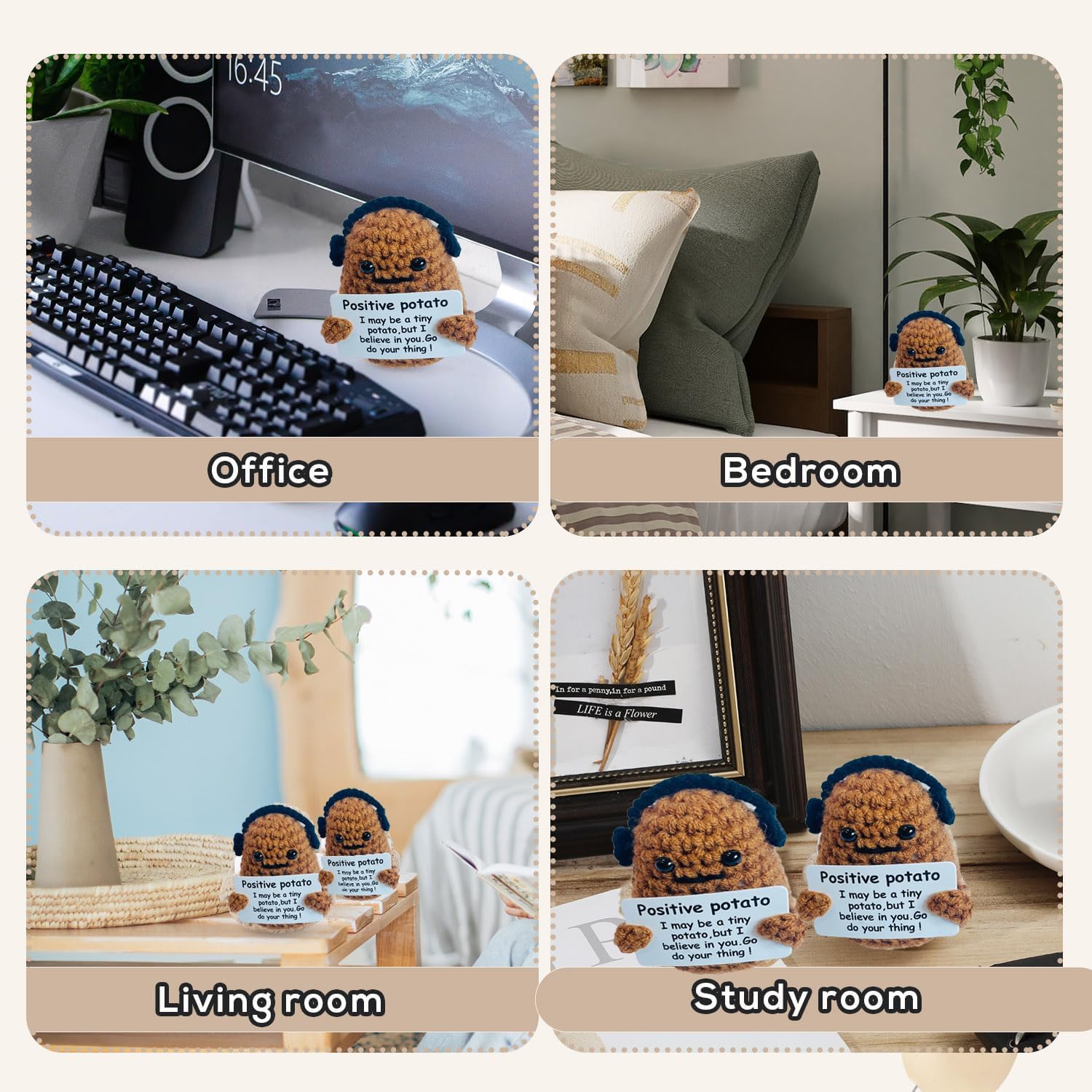 NVANFE Juguete inspirado en el regalo de papa, juguetes de punto, figuras divertidas, positivas, papas para tejer patatas para automóvil,