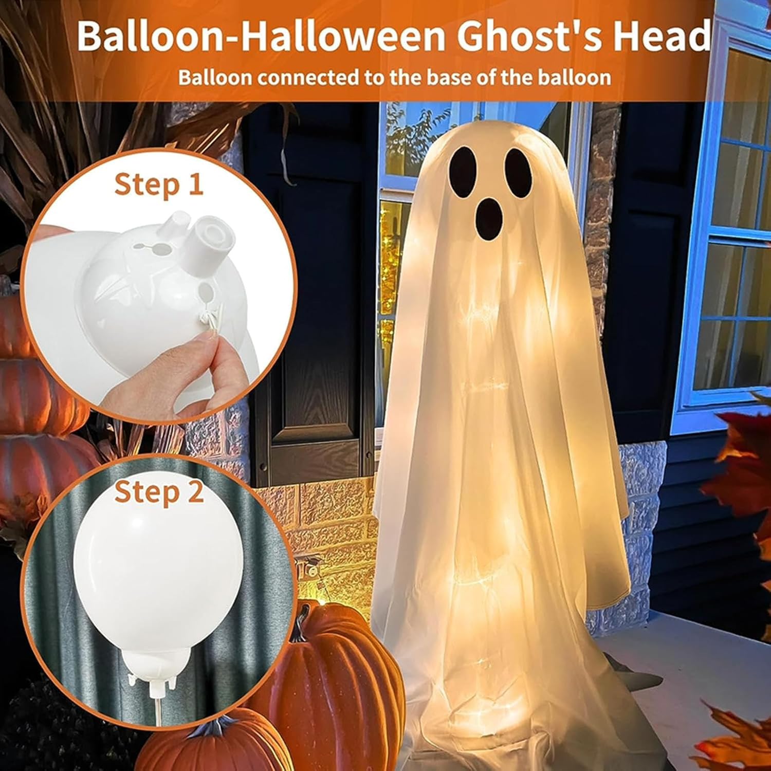 2 piezas de fantasmas de Halloween iluminados para colgar al aire libre, suministros de fiesta espeluznantes para abrazar árboles, fantasmas