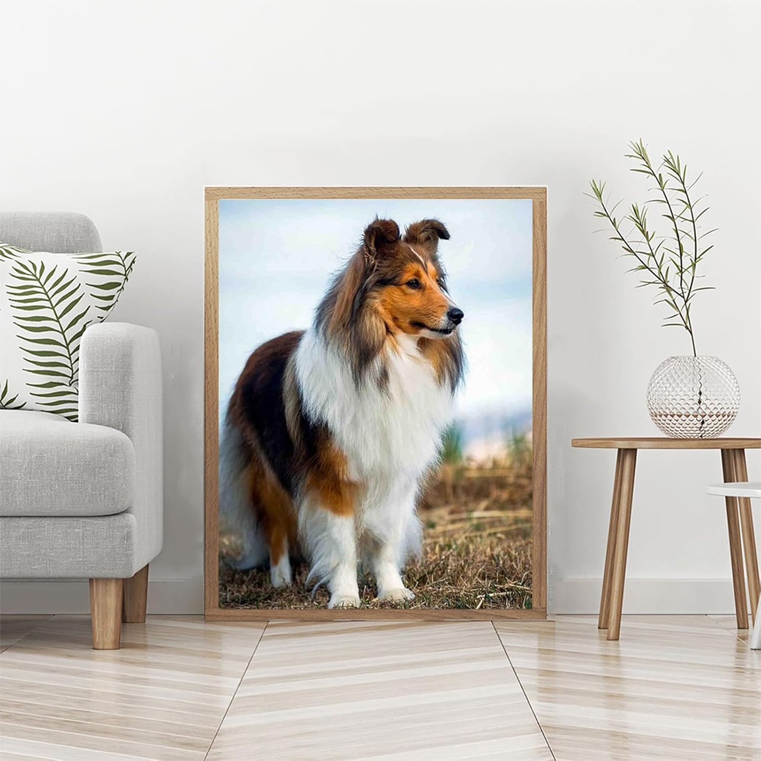 Kit de pintura de diamantes 5D para bricolaje, Sheltie Dog Adulto, redondo, diamantes de imitación, bordado, punto de cruz, arte, manualidades,