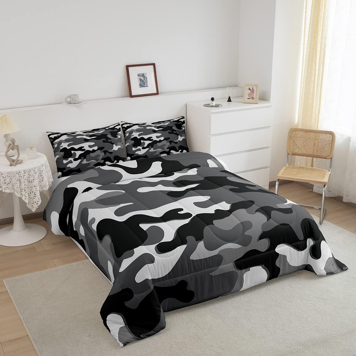 Juego de edredón de camuflaje militar para niños y adolescentes, juego de ropa de cama de camuflaje para niñas y hombres, juego de edredón militar,