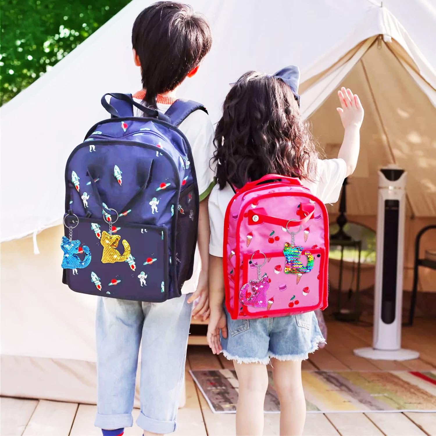 CiciBear Juego de 60 llaveros de lentejuelas con 20 llaveros de gato, 20 etiquetas de agradecimiento y 20 bolsas de regalo para recuerdos de fiesta