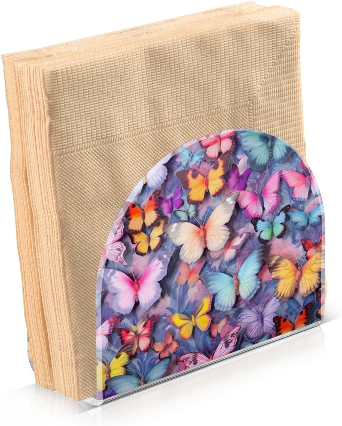 Butterfly Napkin Holder for Table, Acrylic Upright Non Slip Tabletop Freestanding Tissue Paper Dispenser for Kitchen Restaurant Home Hotel Decor