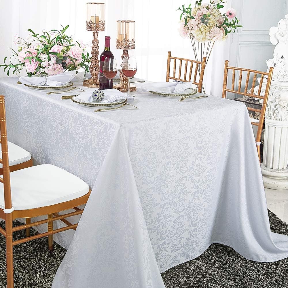 Wedding Linens Inc. Manteles rectangulares de poliéster damasco jacquard de 90 x 156 pulgadas, para restaurante, cocina, comedor, boda, fiesta,