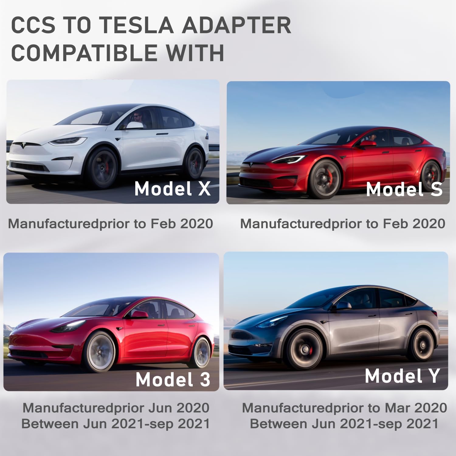 EVCONN Adaptador CCS a Tesla  300 A  500 V CC de carga rápida para Tesla Model 3, Y, X, S  Max 250KW CCS Adaptador Tesla compatible con estaciones