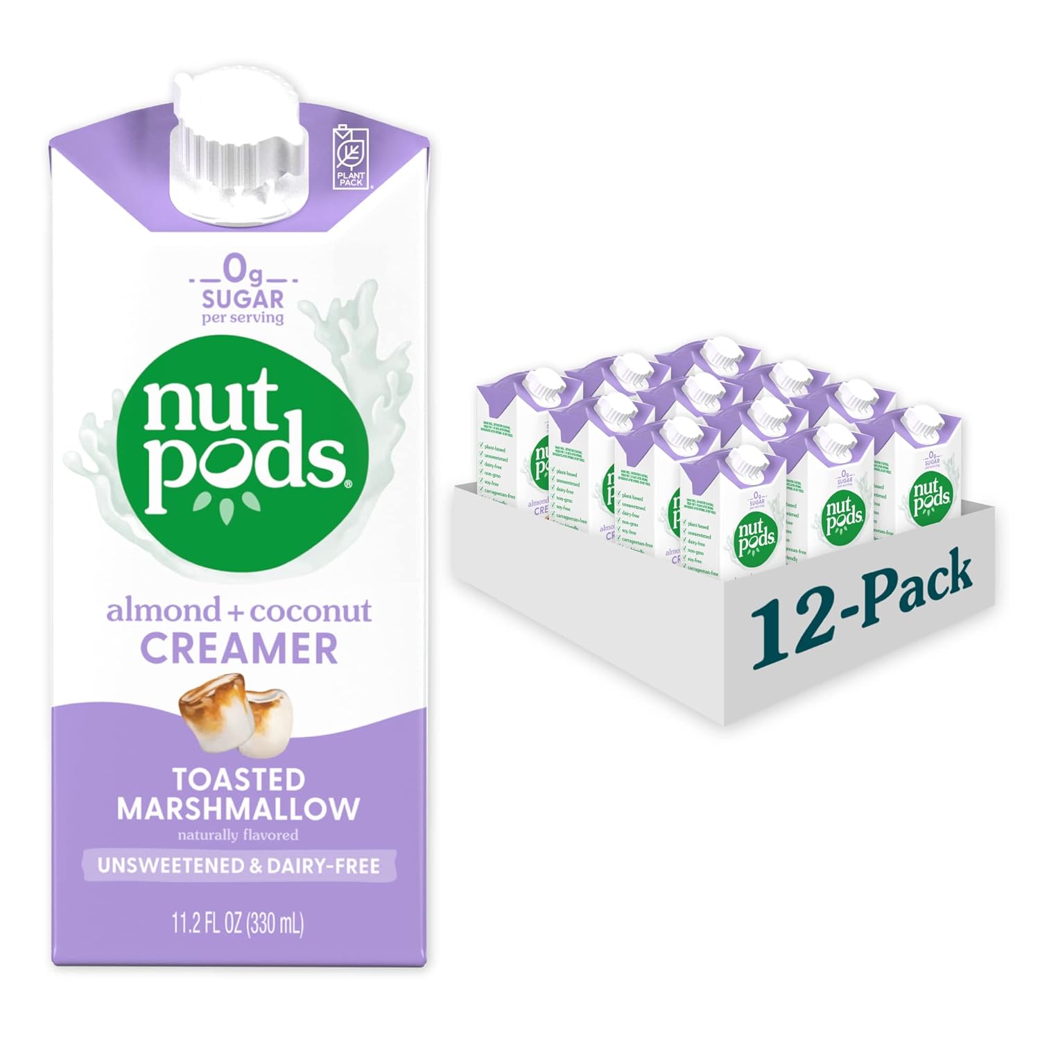 nutpods Crema de café de malvavisco tostado, sin azúcar, sin azúcar, hecha de almendras y cocos, crema keto, Whole30, sin gluten, sin OMG, vegana,