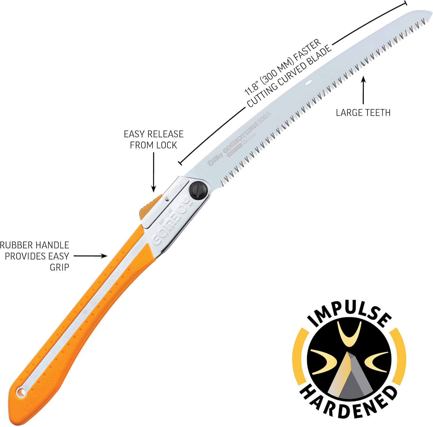 Silky GomBoy Curve – Sierra plegable profesional (11.811 in, dientes grandes) (717-30)