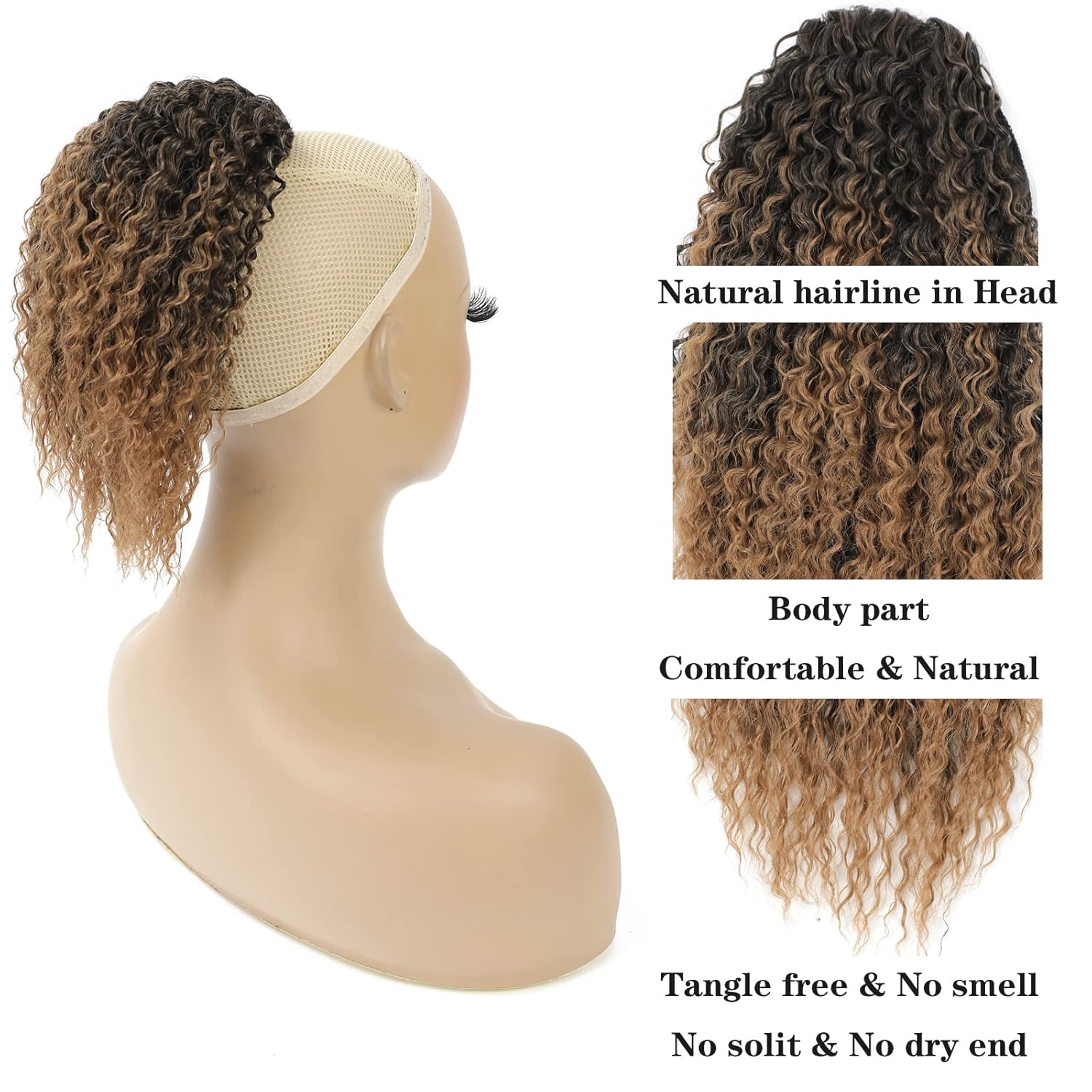 Extensión de cola de caballo rizada para mujeres negras, cola de caballo con cordón para mujeres negras, extensión de cabello rizado rizado