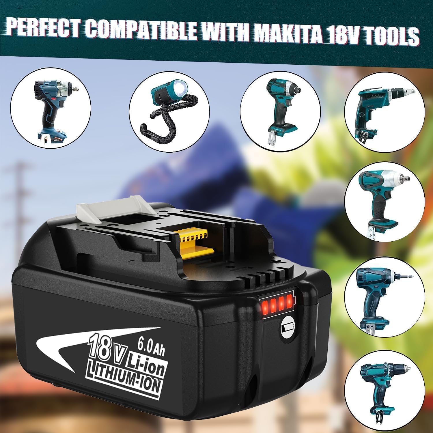 Paquete de 4 baterías de repuesto mejoradas de 6.0Ah BL1860B de 18 voltios para makita compatible con Makita batería de litio BL1860B BL1860 BL1850B