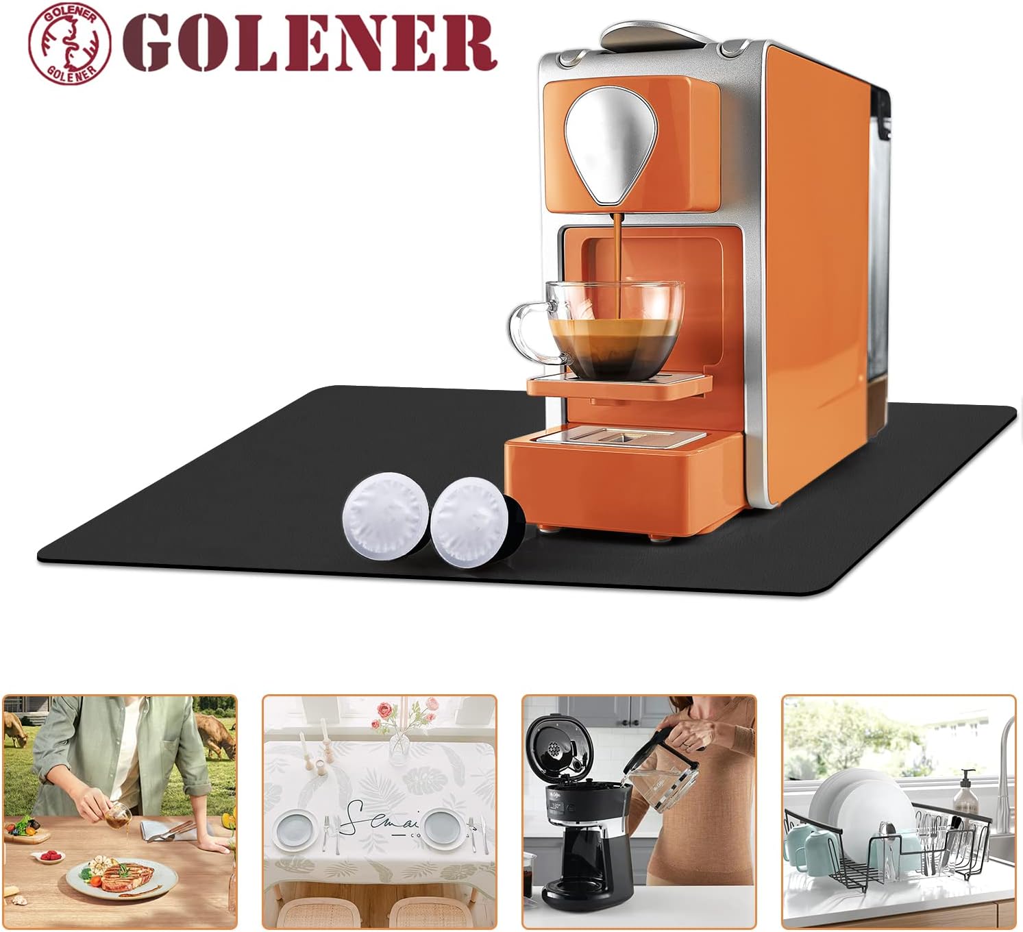 Tapete para cafetera para encimeras, decoración de cafetería, almohadillas grandes para cafetera, absorbente, lavable, reversible, tapete de