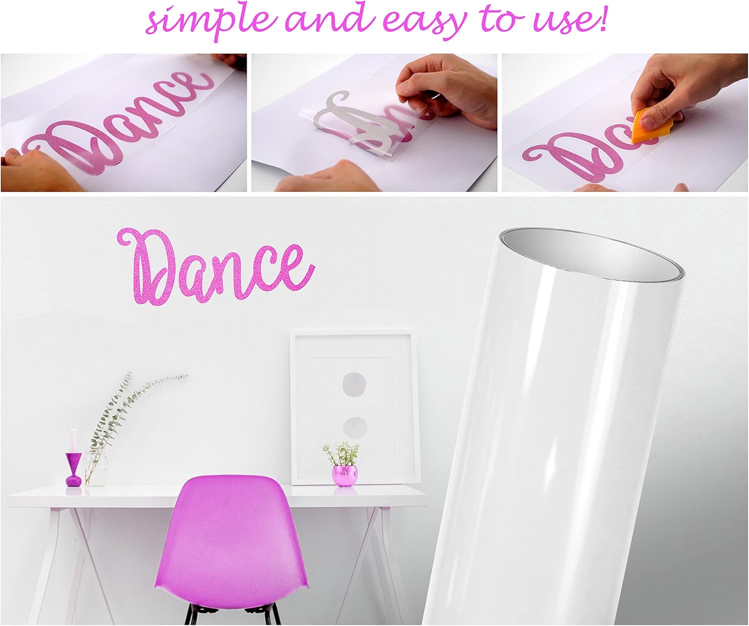 Rollo de vinilo adhesivo mate esmerilado grabado para ventana, para Cricut, Silhouette y Cameo (12 pulgadas x 7 pies, negro)