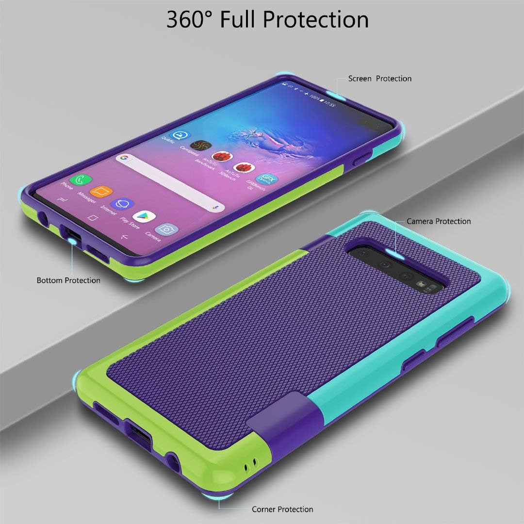 Jeylly Funda para Galaxy S10 Plus, para Galaxy S10 Plus Linda, ultra delgada de 3 colores híbrida de impacto de cuerpo completo, resistente,