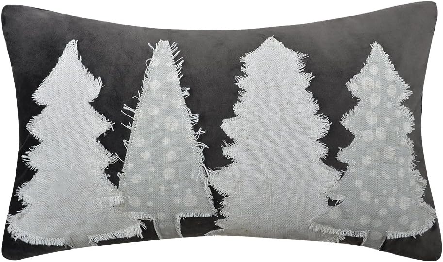 KXB Fundas de almohada hechas a mano con árboles, fundas de cojín decorativas con apliques, fundas de almohada rectangulares, fundas de almohada