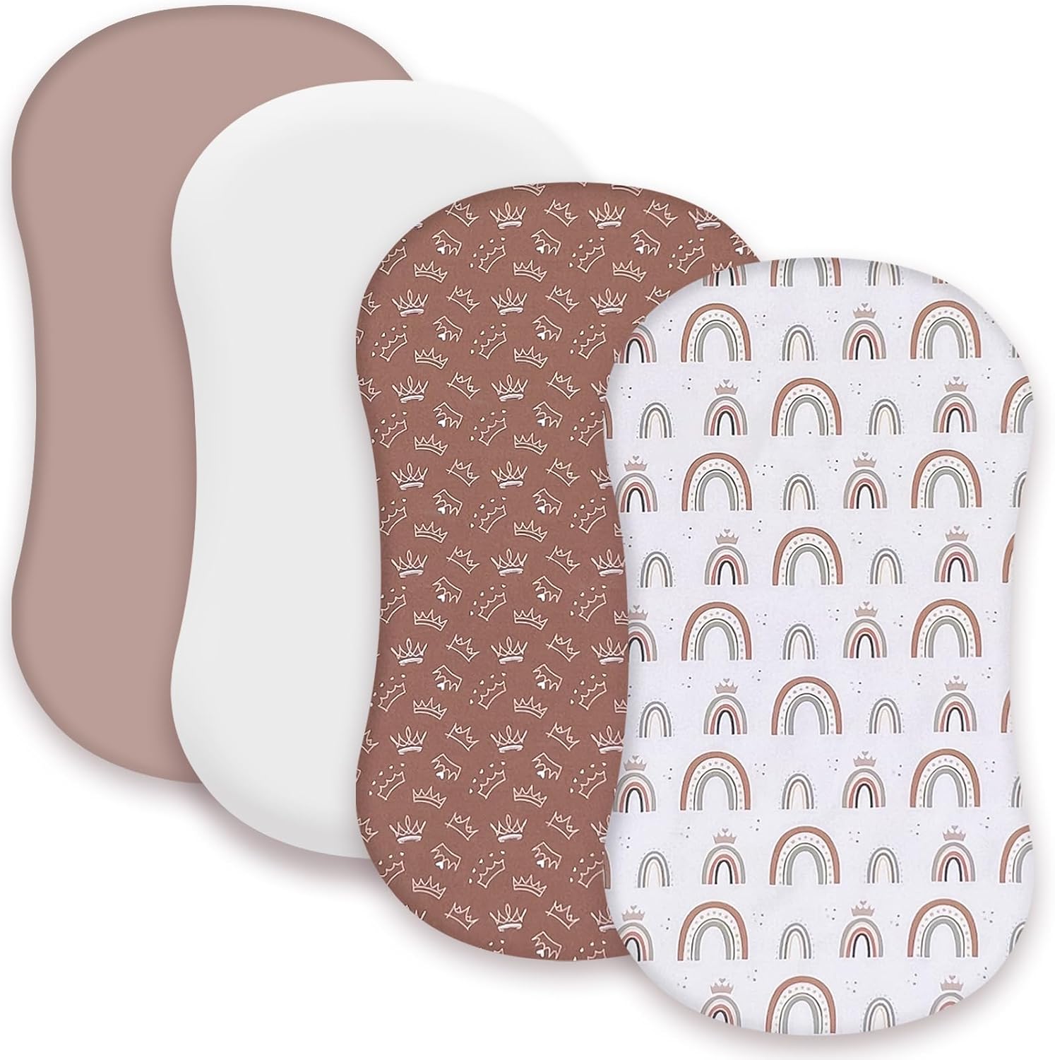 AMROSE Paquete de 4 sábanas de moisés suaves y celestiales para bebé niña, ajuste universal para varios colchones de cuna y moisés, suave microfibra