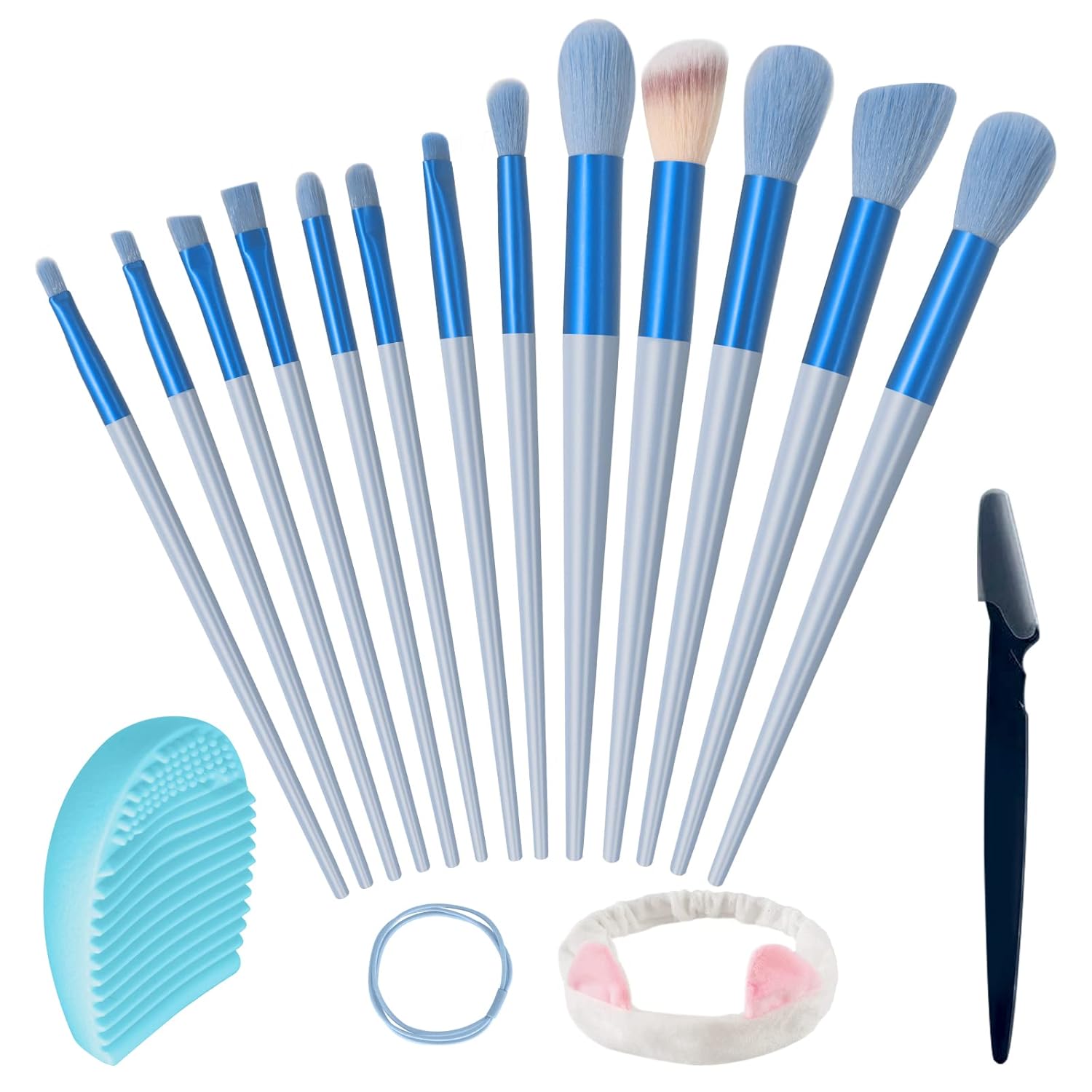 Juego de brochas de maquillaje, 17 piezas, base en polvo, rubor, corrector, mezcla de contorno de sombra de ojos, juego de brochas de maquillaje