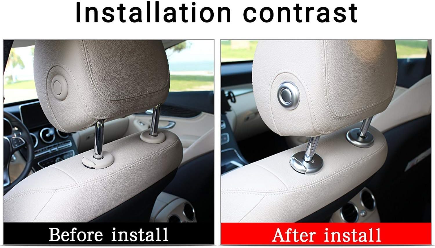 YIWANG Para Mercedes Benz Clase C W205 C180 C200 C260 2015 2016 ABS cromo estilo reposacabezas botón cubierta accesorios (5 piezas)