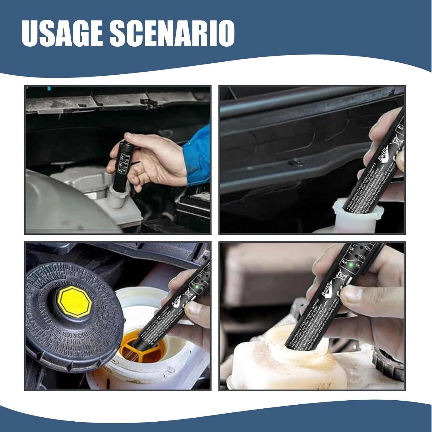 1 bolígrafo de prueba de líquido de frenos de automóvil, probador de porcentaje de contenido de humedad de gasolina con cinco indicadores LED,