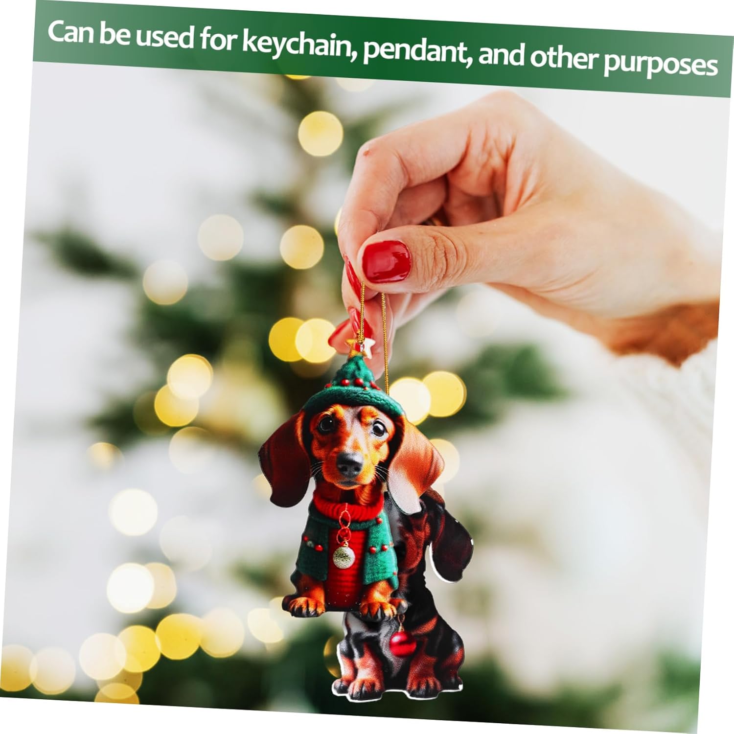 VANZACK 10 piezas de perro salchicha colgante de perro salchicha ornamento colgante adornos árbol de Navidad salchicha decoración perro adorno árbol