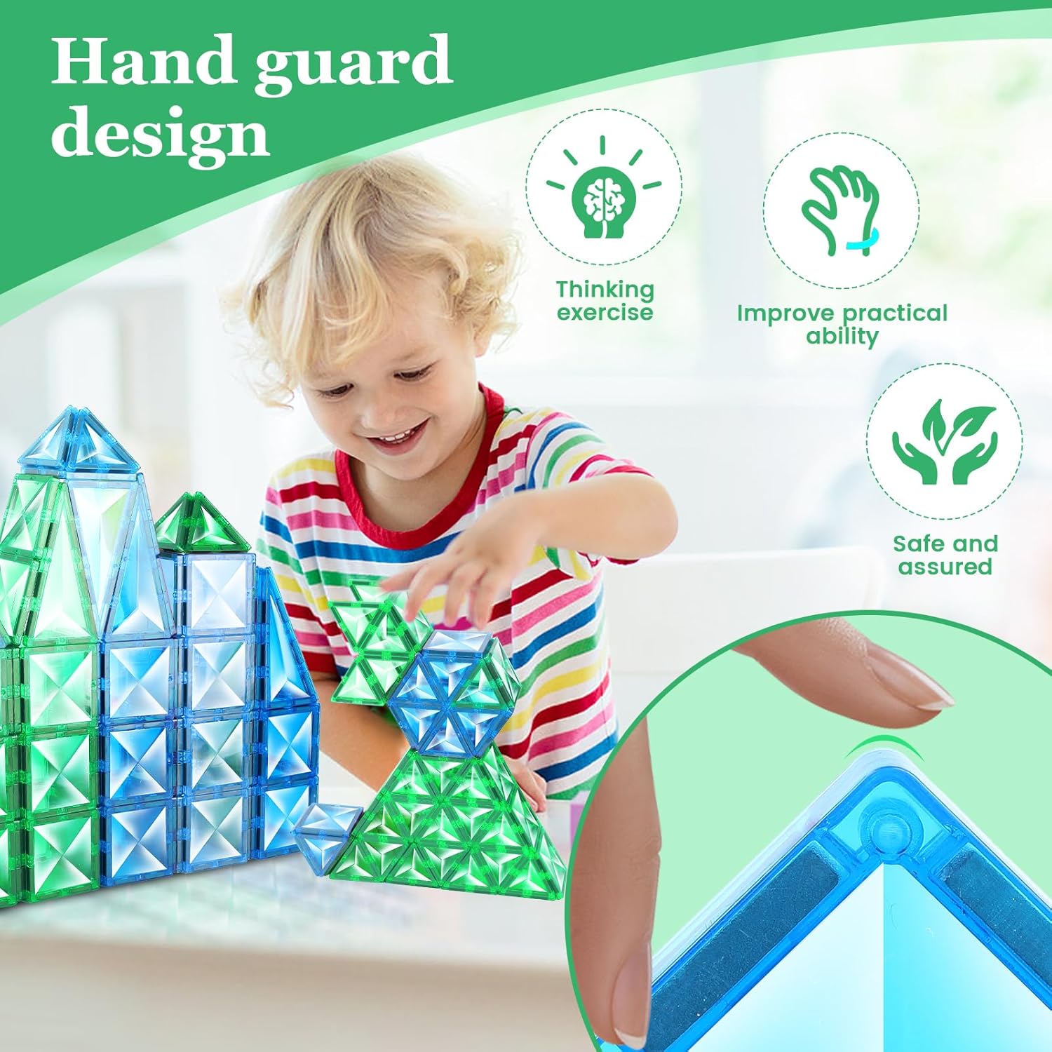 Azulejos magnéticos para niños de 3, 4, 5, 6, 7, 8 años, bloques de construcción magnéticos, juguetes STEM sensoriales Montessor para niños,