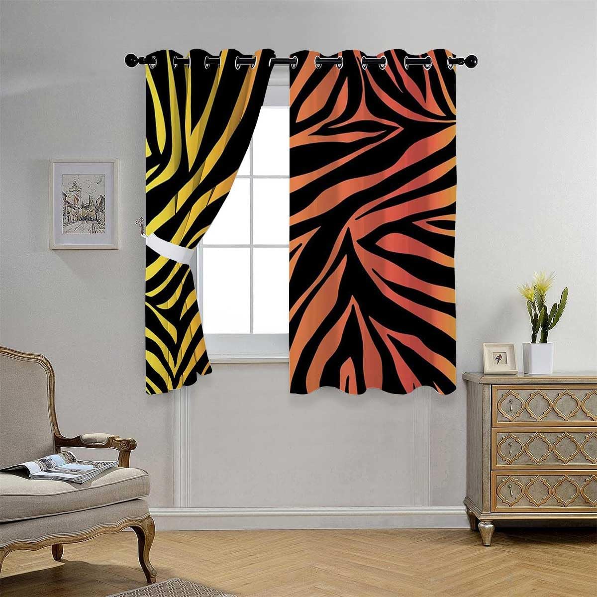 YANFENQI Living-Room Curtains Colorful Zebra Modern Sliding Door Curtains Blackout Cortinas para Ventanas De Cuarto 63Inch Width by 63Inch Length,2