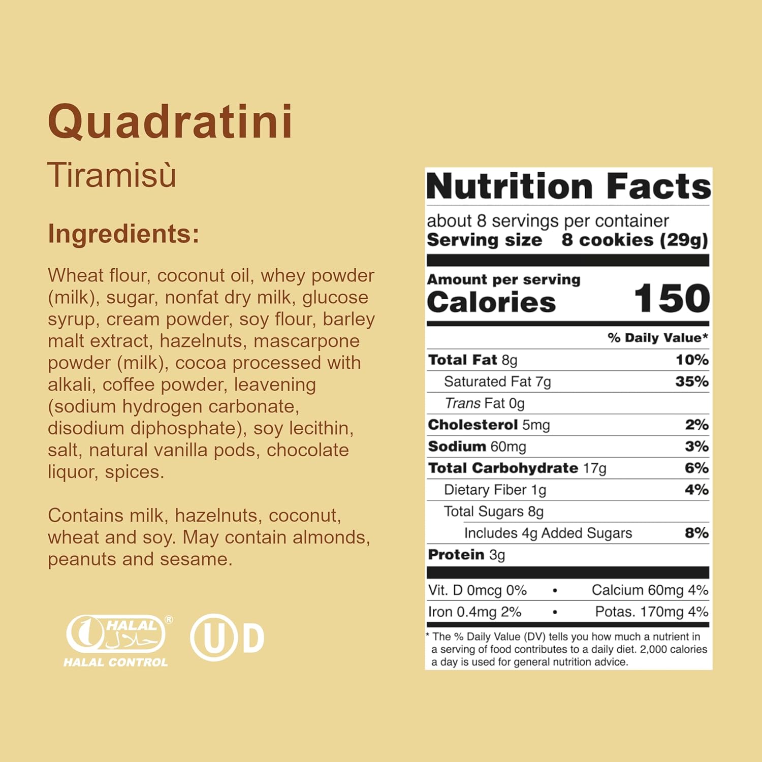 Loacker Quadratini – Galletas prémium de oblea con relleno de tiramisú, 220 gramos7.76onzas, paquete de 6