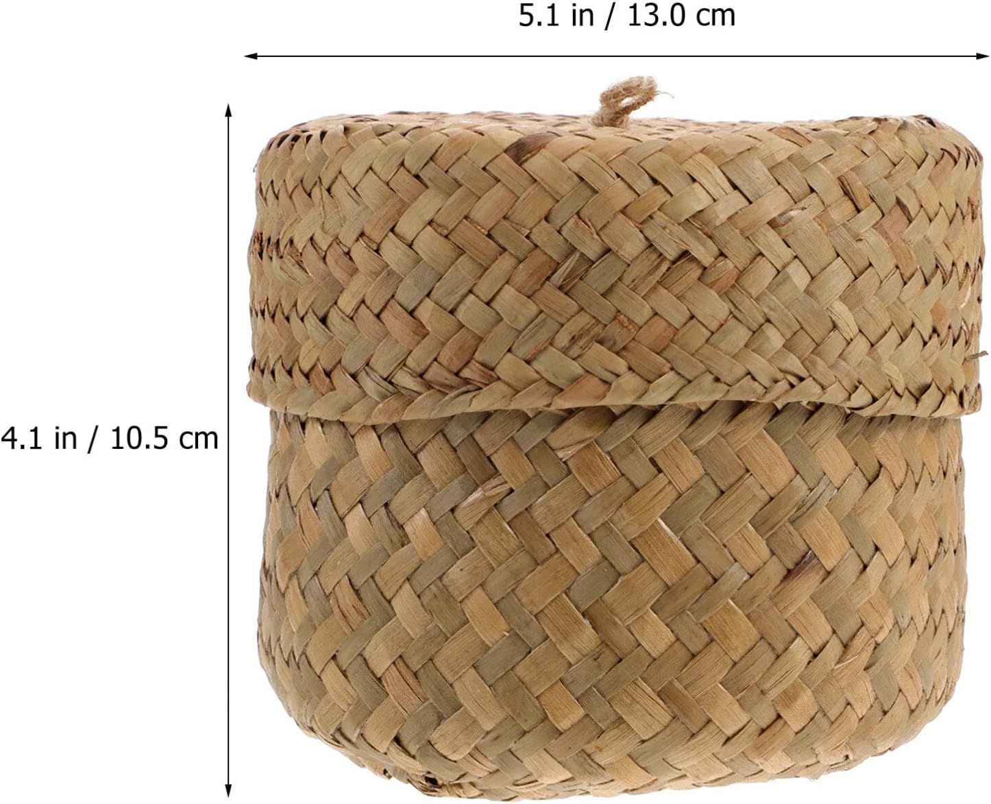 Zerodeko Cesta de pastos marinos con tapa, cesta de flores tejida a mano con tapa, cesta de mimbre para estantes, caja de almacenamiento pequeña,