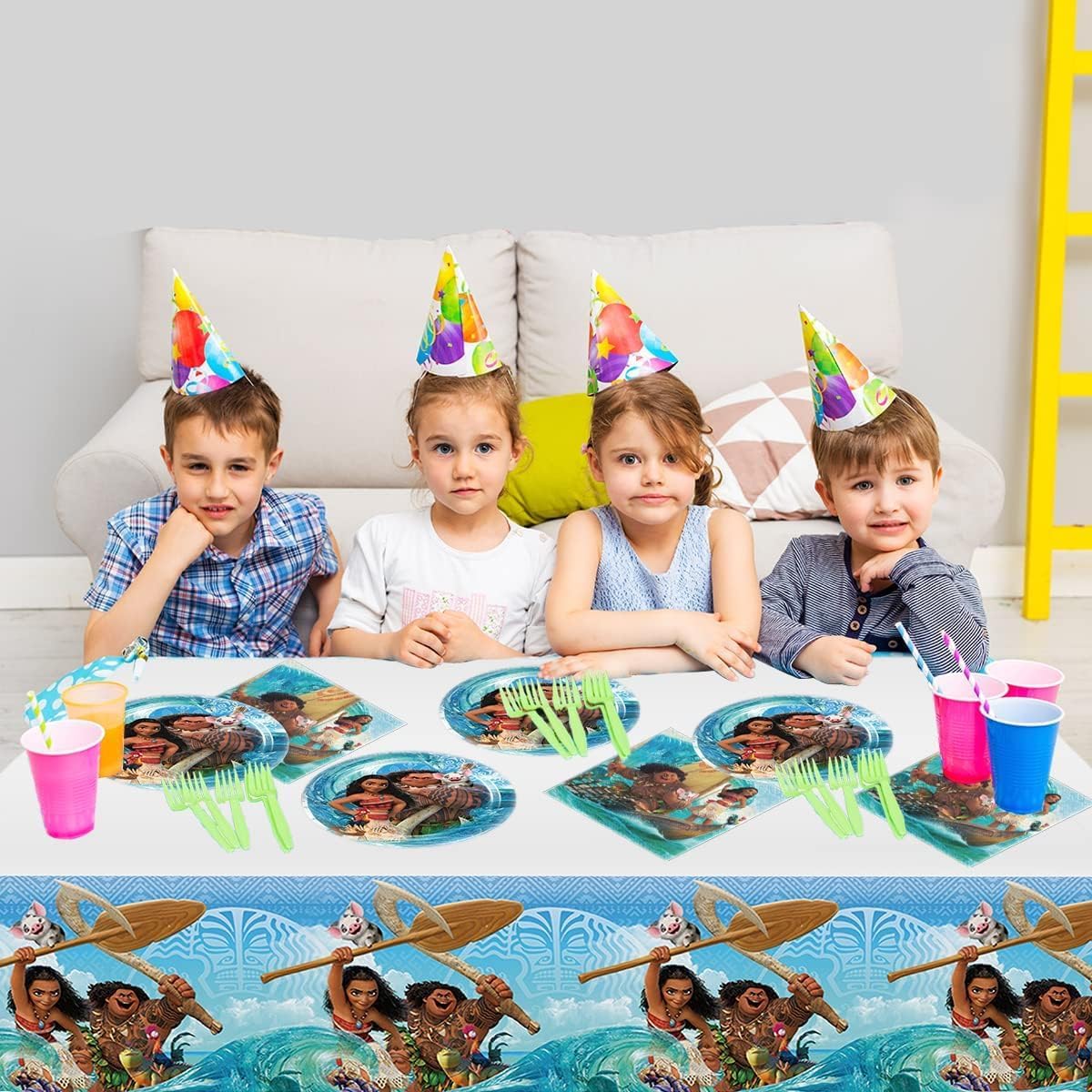 Moana – Suministros para fiesta de cumpleaños, 40 piezas, juego de vajilla para fiesta de Moana, platos y servilletas para decoraciones de