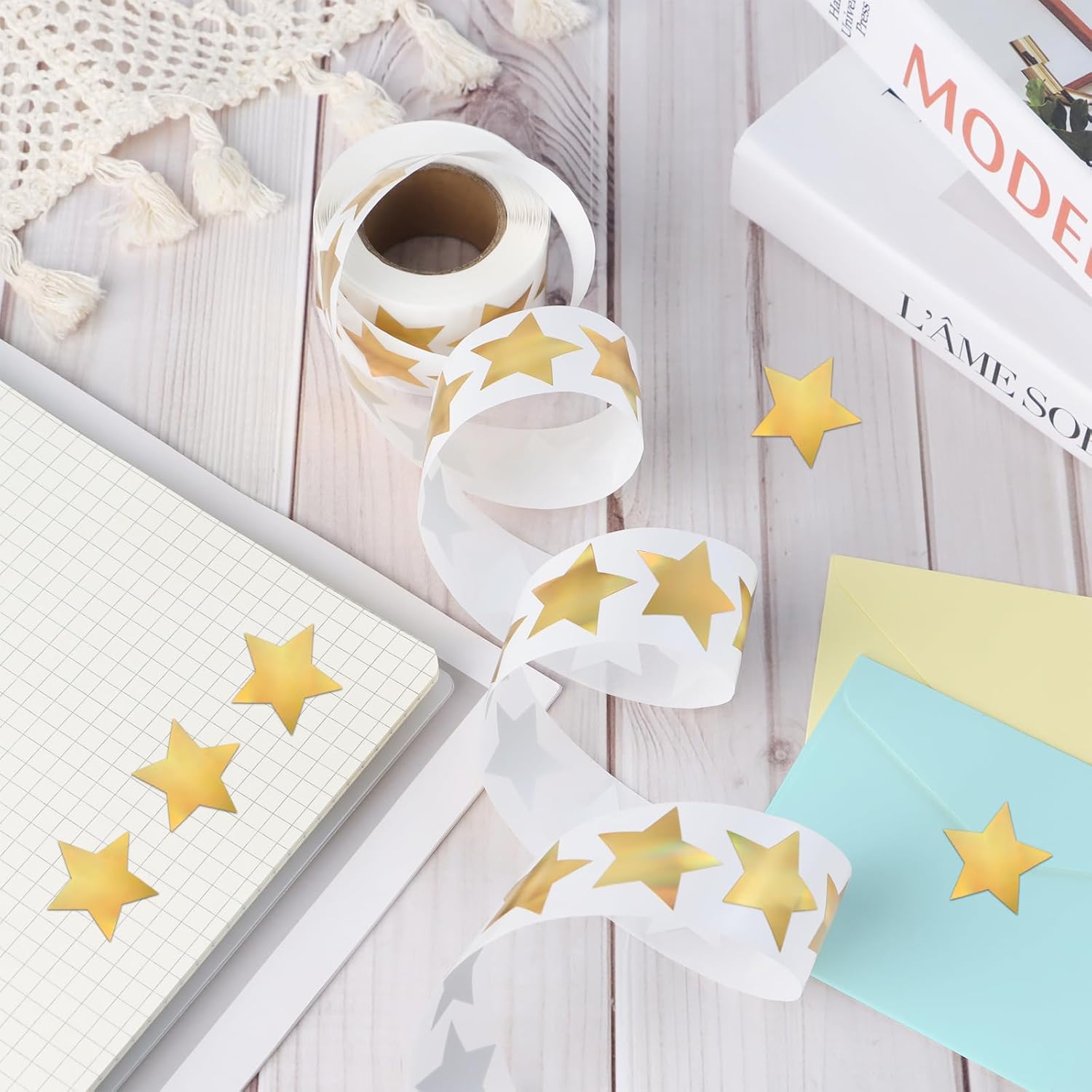 500 calcomanías de estrellas doradas metálicas, calcomanías autoadhesivas de 1 pulgada con purpurina metálica, calcomanías de estrellas brillantes,