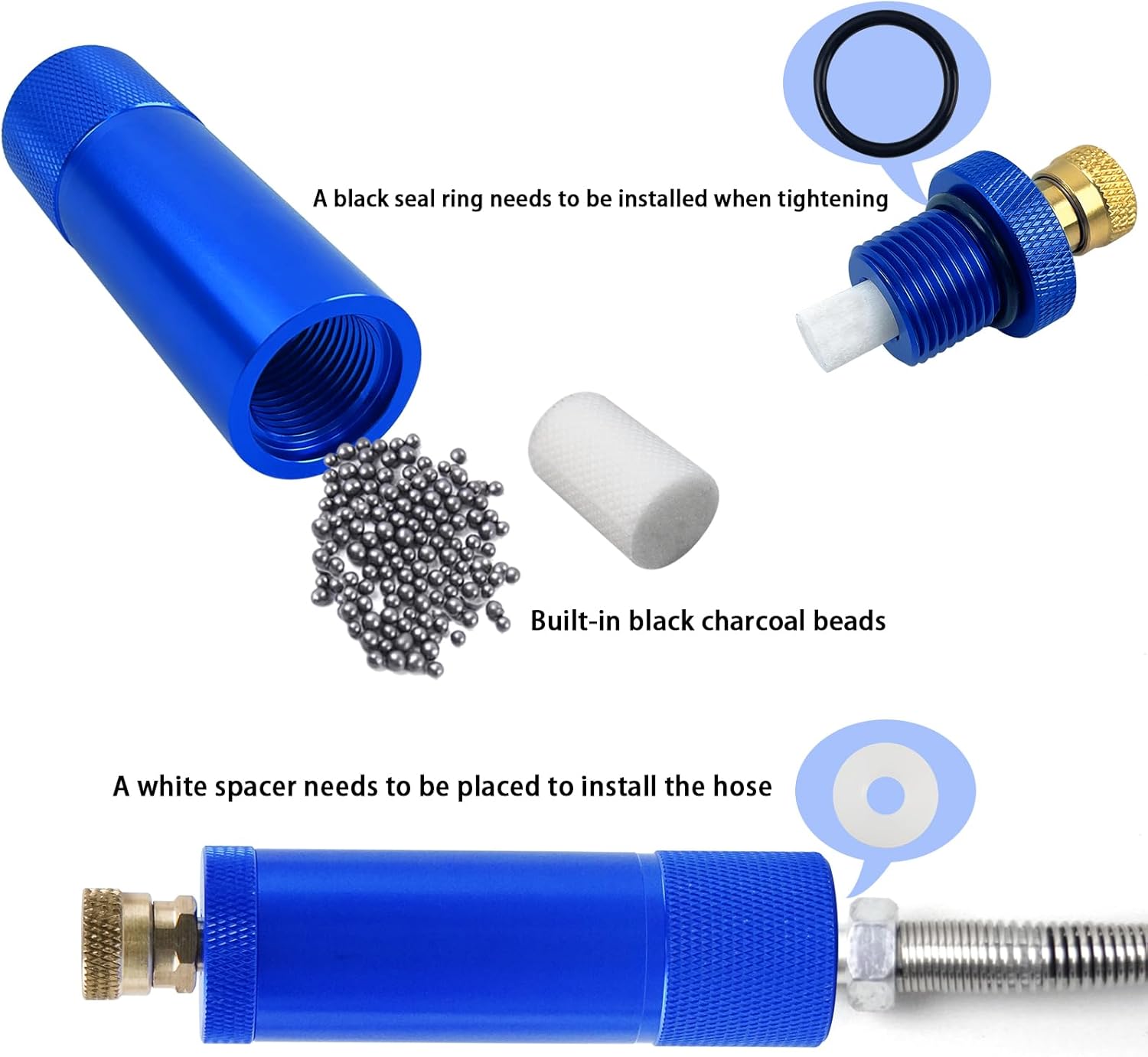 Separador de agua y aceite de 30 MPa, filtro de aire de bomba manual PCP con manguera flexible de resorte de 20 pulgadas y cabeza madre de rosca