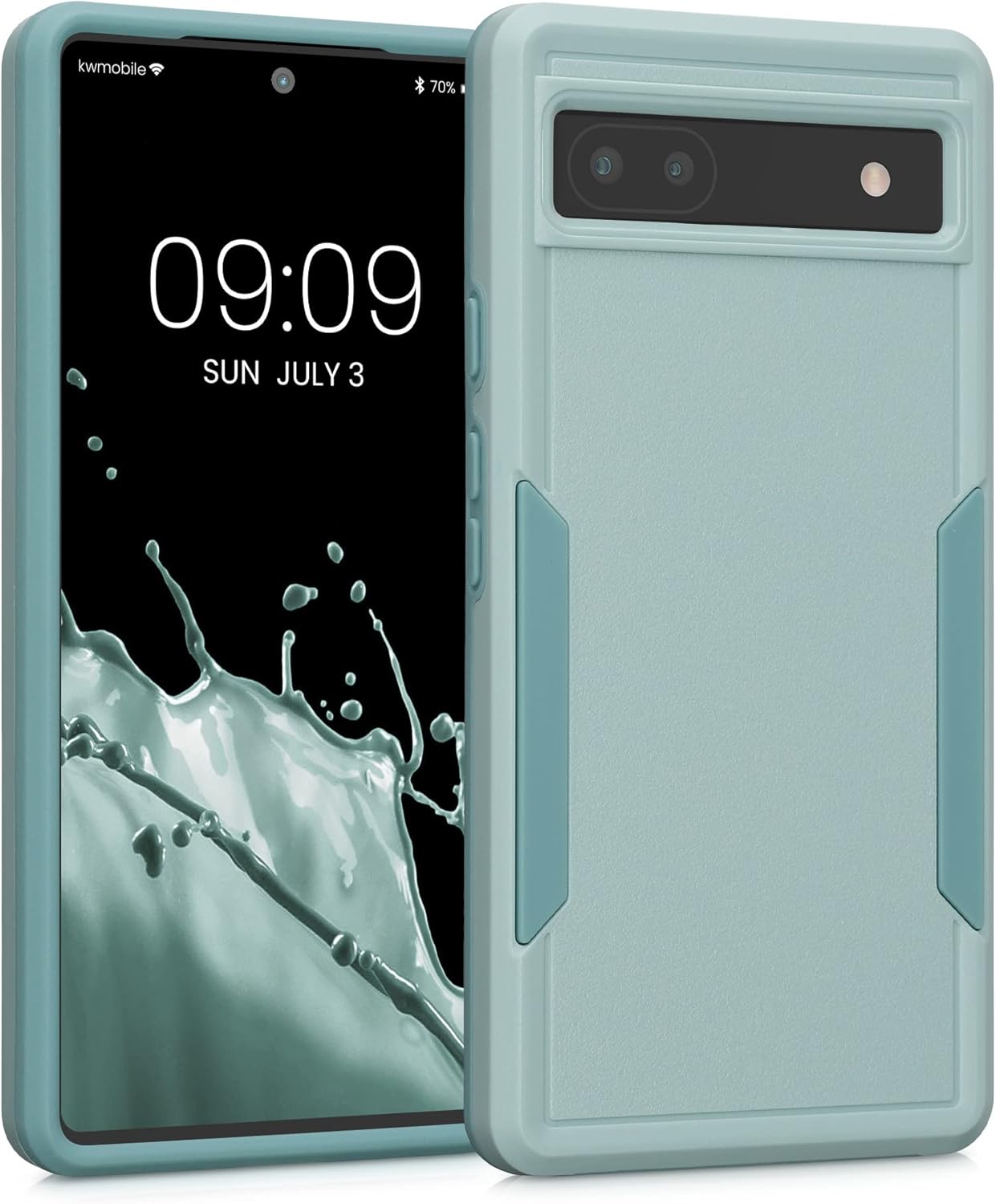 kwmobile Funda rígida compatible con Google Pixel 6a – Funda protectora de plástico y TPU para teléfono inteligente, color mentamenta