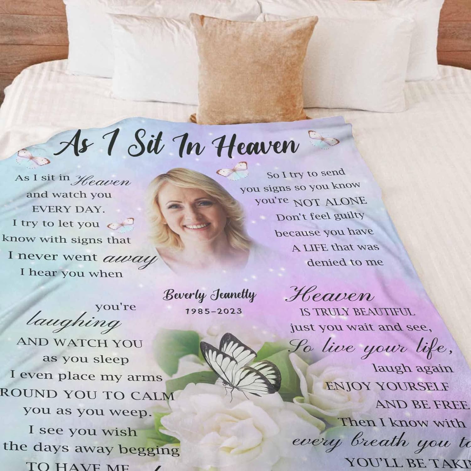 Manta conmemorativa personalizada con fotos por la pérdida de mamá, papá, hijo, hija, regalo de memoria personalizado de seres queridos fallecidos