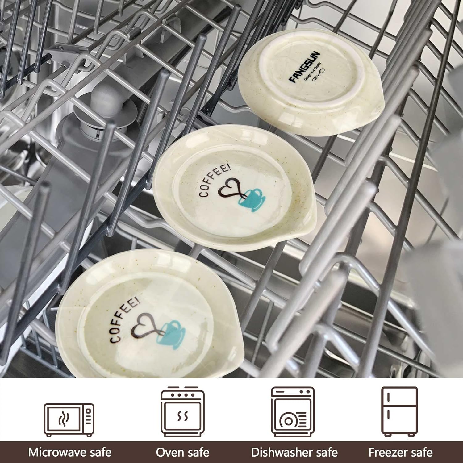 FANGSUN Soporte para cucharas de café, 2 piezas para accesorios de cafetería, soporte de cuchara pequeña de cerámica para decoración de estación de