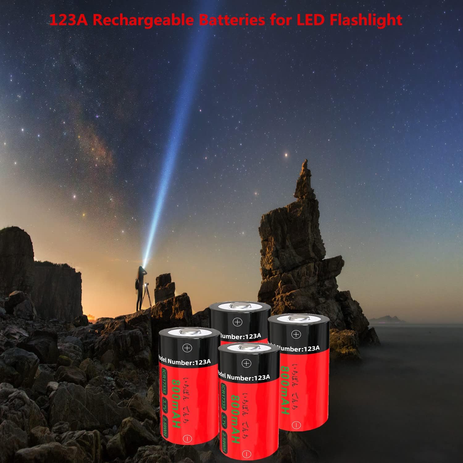 Paquete de 4 baterías de litio CR123A, Yofraro 3.7 V 800 mAh se pueden recargar baterías Arlo para cámaras Arlo VMS3130 VMC3030 VMK3200 VMS3330 3430