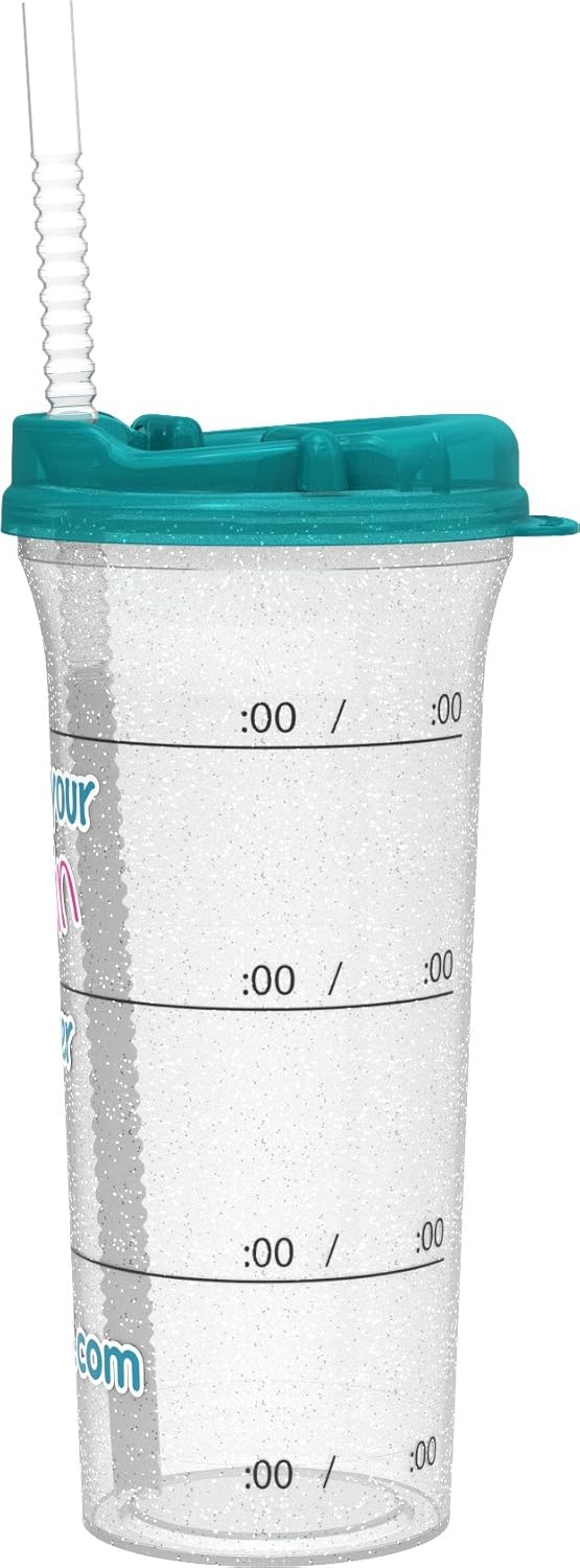 Botella de agua “Drink your Effin Water” Pink & Teal Hydr-8 de 32 oz con marca de tiempo