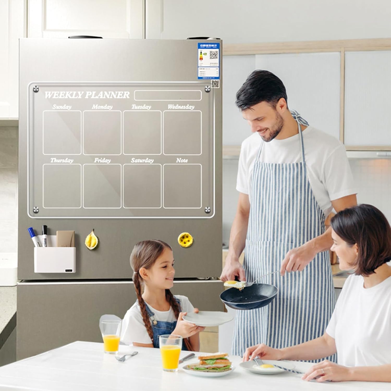 ETLIN Calendario acrílico para refrigerador organiza tu horario con esta pizarra transparente de borrado en seco