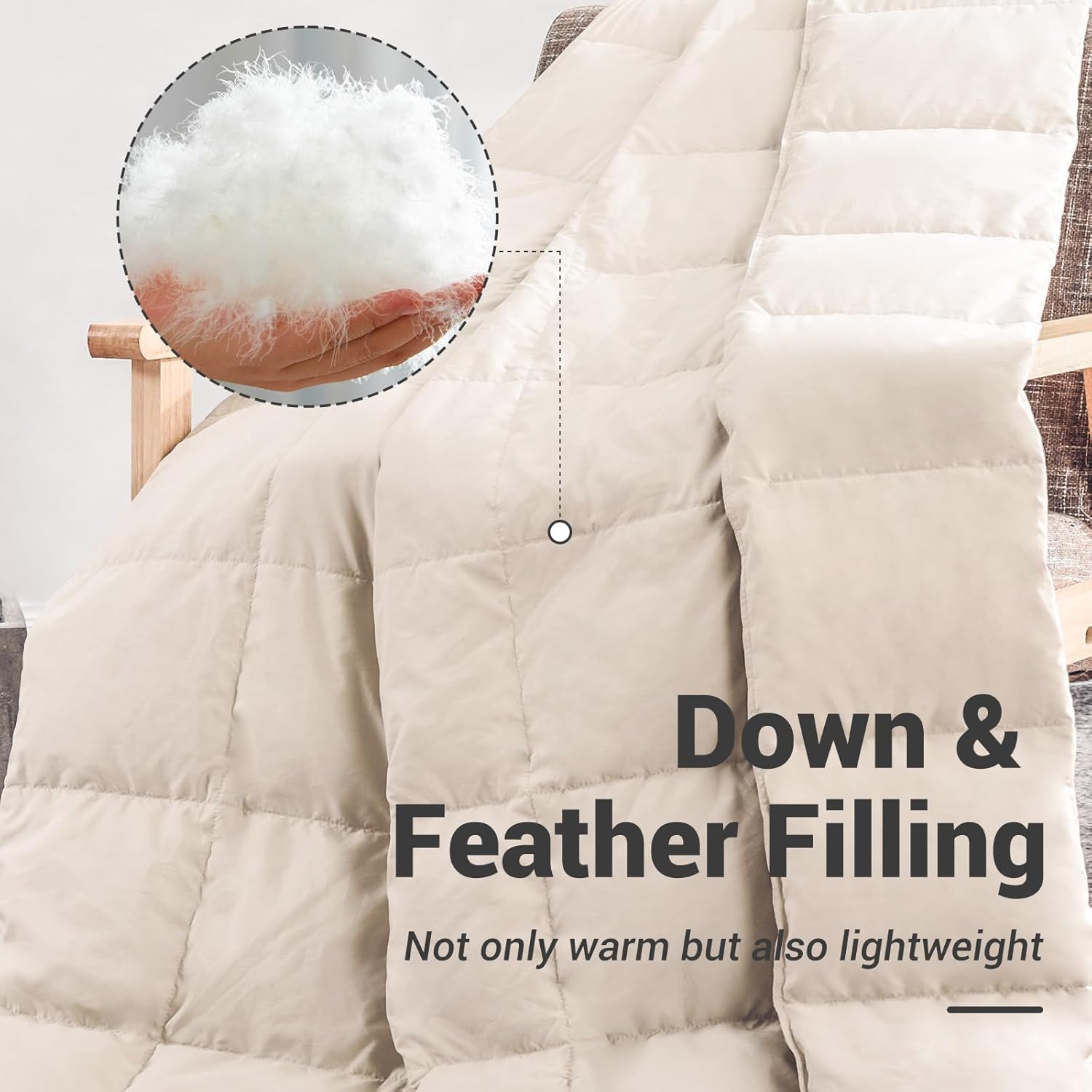 NEXHOME PRO Manta de plumón para sofá, manta suave y ligera, manta de plumas plegable para uso en interiores y exteriores, 50 x 70 pulgadas, caqui