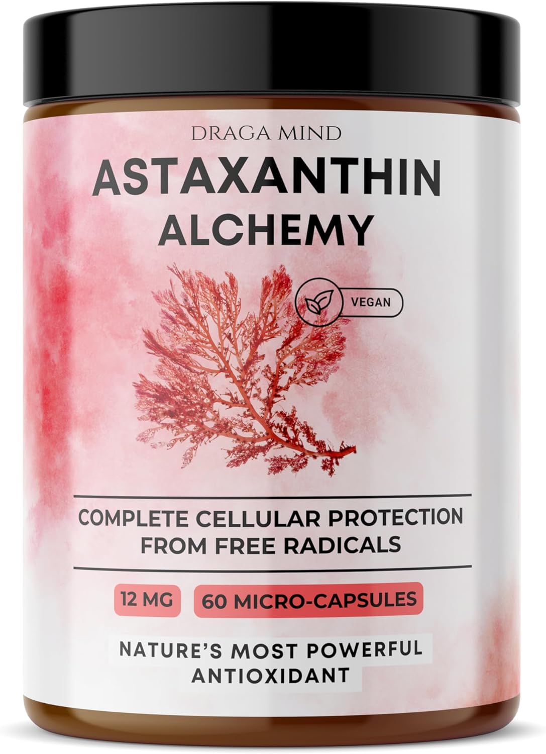 Astaxantina natural 12 mg (60 cápsulas vegetarianas) – Extraída de microalgas
