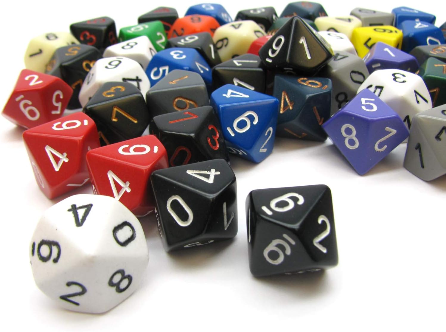 DND – Juego de dados Chessex D&D de 0.630 in, juego de dados poliédricos de plástico opaco surtidos, dados de mazmorras y dragones, incluye 50 dados