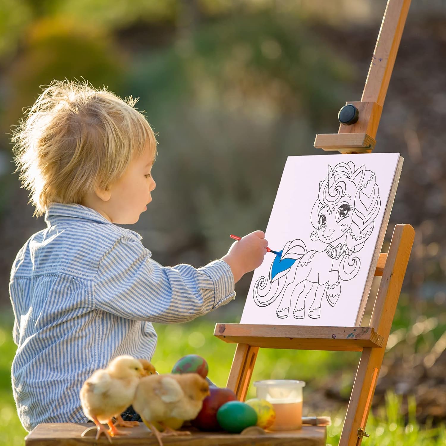 Ireer Paquete de 12 kits de pintura de unicornio, 12 lienzos predibujados para pintar con 12 piezas de pintura sólida de 6 colores y 12 pinceles de