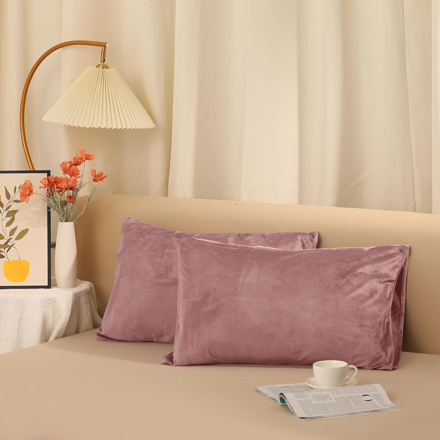uxcell Juego de 2 fundas de almohada de terciopelo con cierre de sobre, suaves y duraderas, regalos para mujeres Queen (20 x 30 pulgadas), color