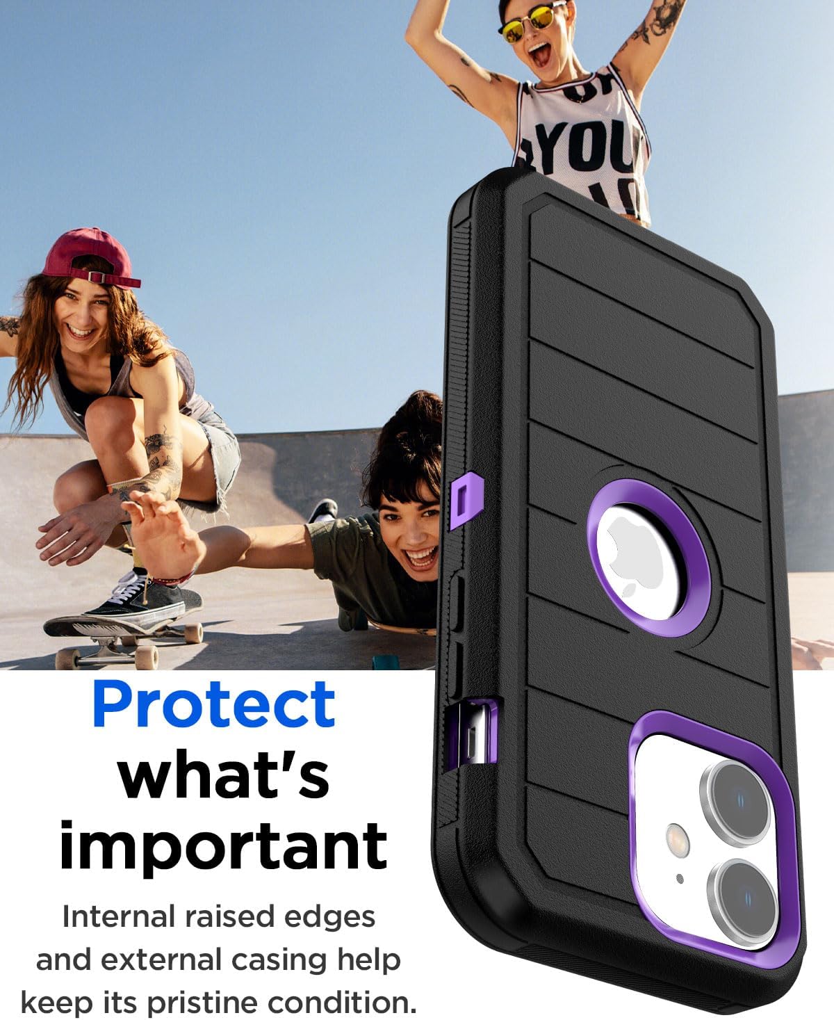 AICase Funda para iPhone 11, resistente protección contra caídas, cuerpo completo, resistente, a prueba de golpes, militar, resistente, duradera,