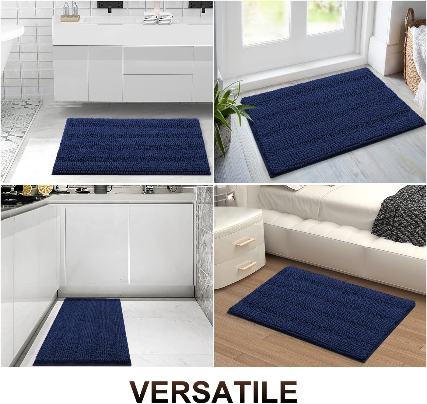 Grandaily Alfombras de baño de felpilla a rayas y alfombras para inodoro en forma de U, tamaño de alfombra de baño 30 x 20 pulgadas y alfombras de