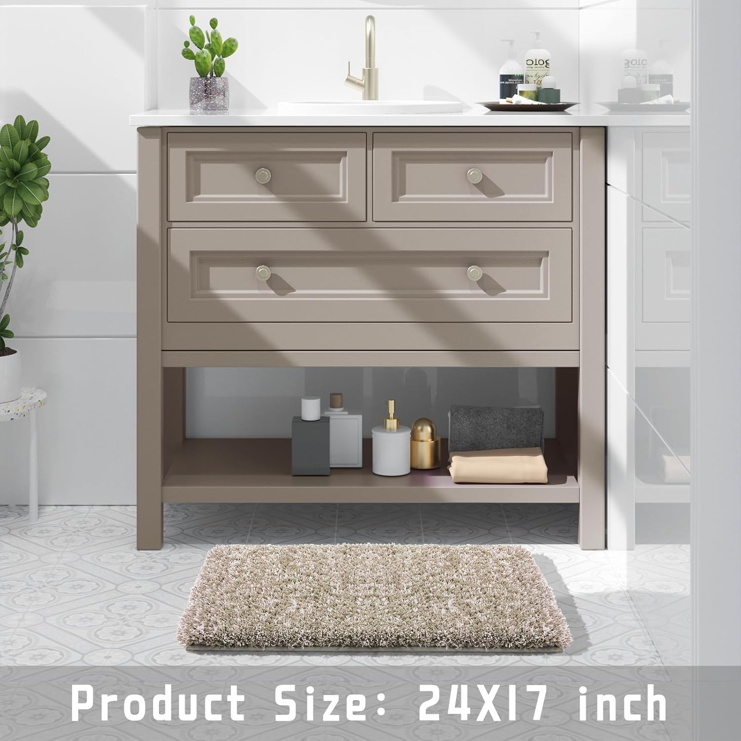 Yimobra Alfombra de baño de peluche, gruesa y suave, súper peluda, cómoda, de rápida absorción de agua, antideslizante, ultra afelpada, lavable a