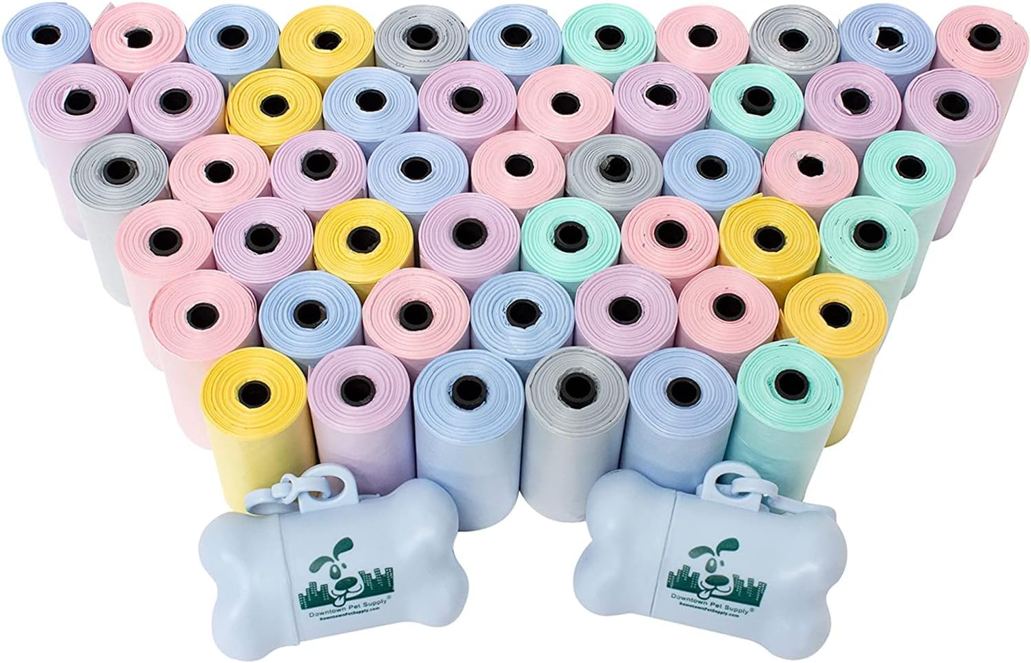 Downtown Pet Supply 1000 bolsas de basura perfumadas de lavanda para perros con dispensador de bolsas de excremento de perro, a prueba de fugas,