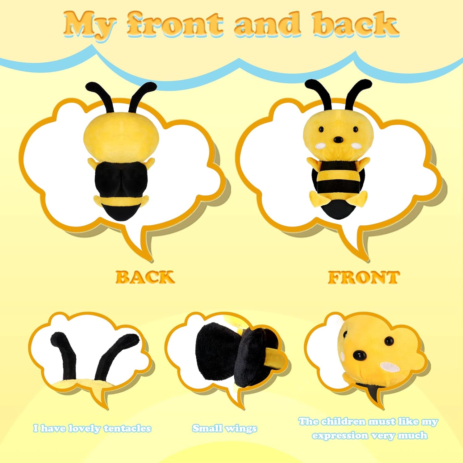 4 piezas de peluche de abeja de abeja de peluche suave de abeja de abeja de peluche para cumpleaños, graduación, baby shower, Pascua, recuerdos de