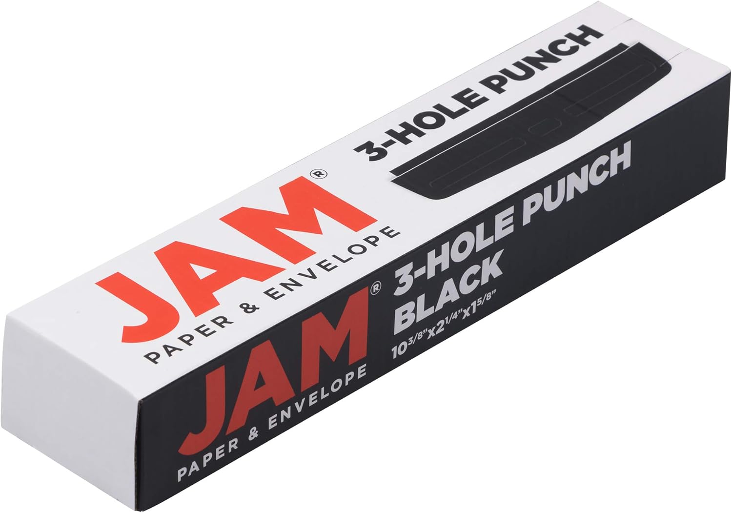 JAM PAPER Perforadora de metal con 3 agujeros, color negro, capacidad de 10 hojas, se vende individualmente