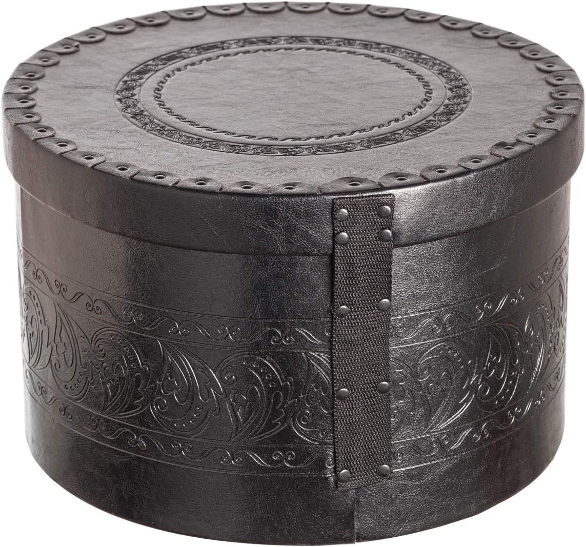Creative Scents Caja grande para sombreros para hombres y mujeres, contenedor redondo para sombreros, fácil de viajar, con tapa de bloqueo dorada y
