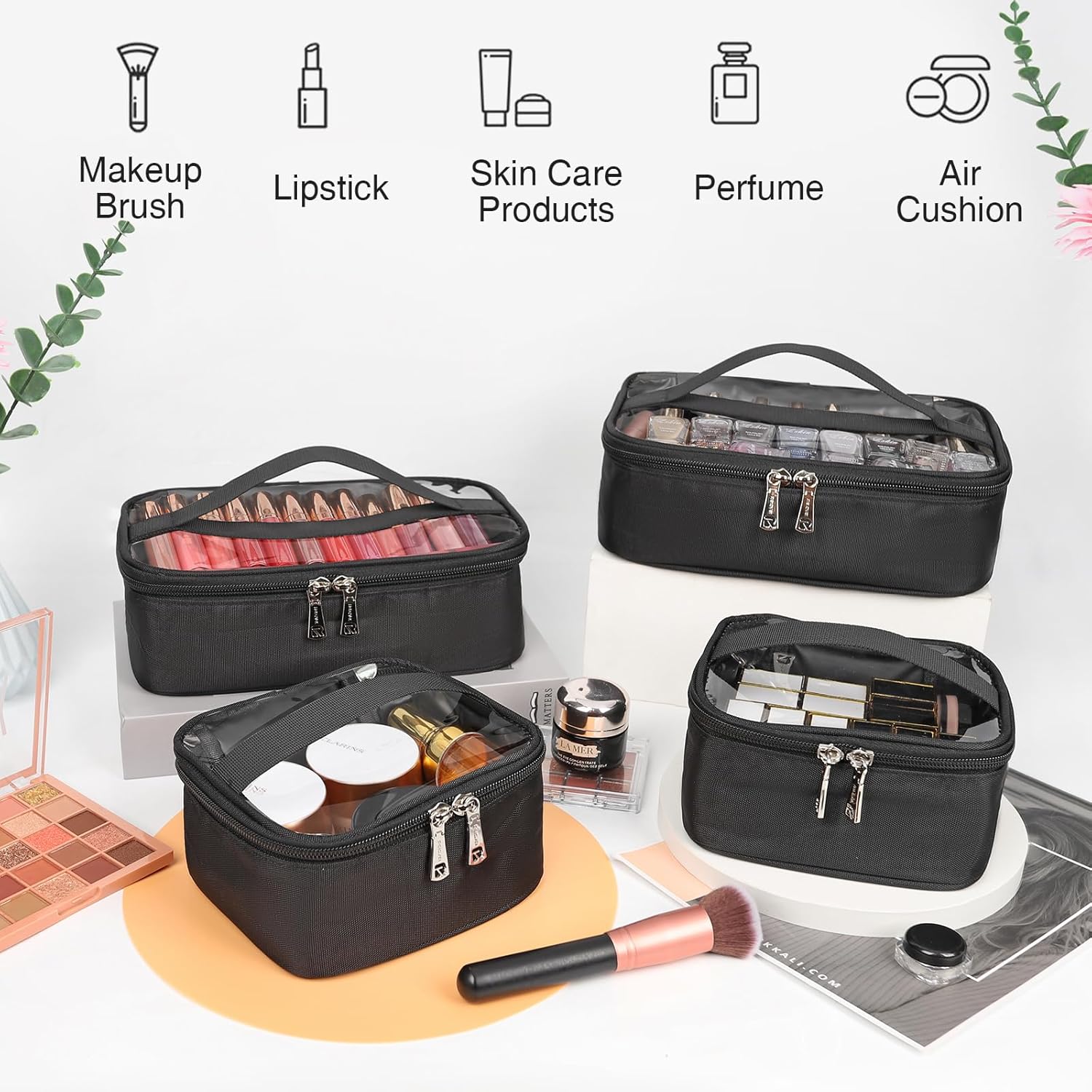 Relavel Mochila de maquillaje, estuche de maquillaje grande, kit de maquillaje profesional, bolsa de tren de viaje, organizador de almacenamiento de