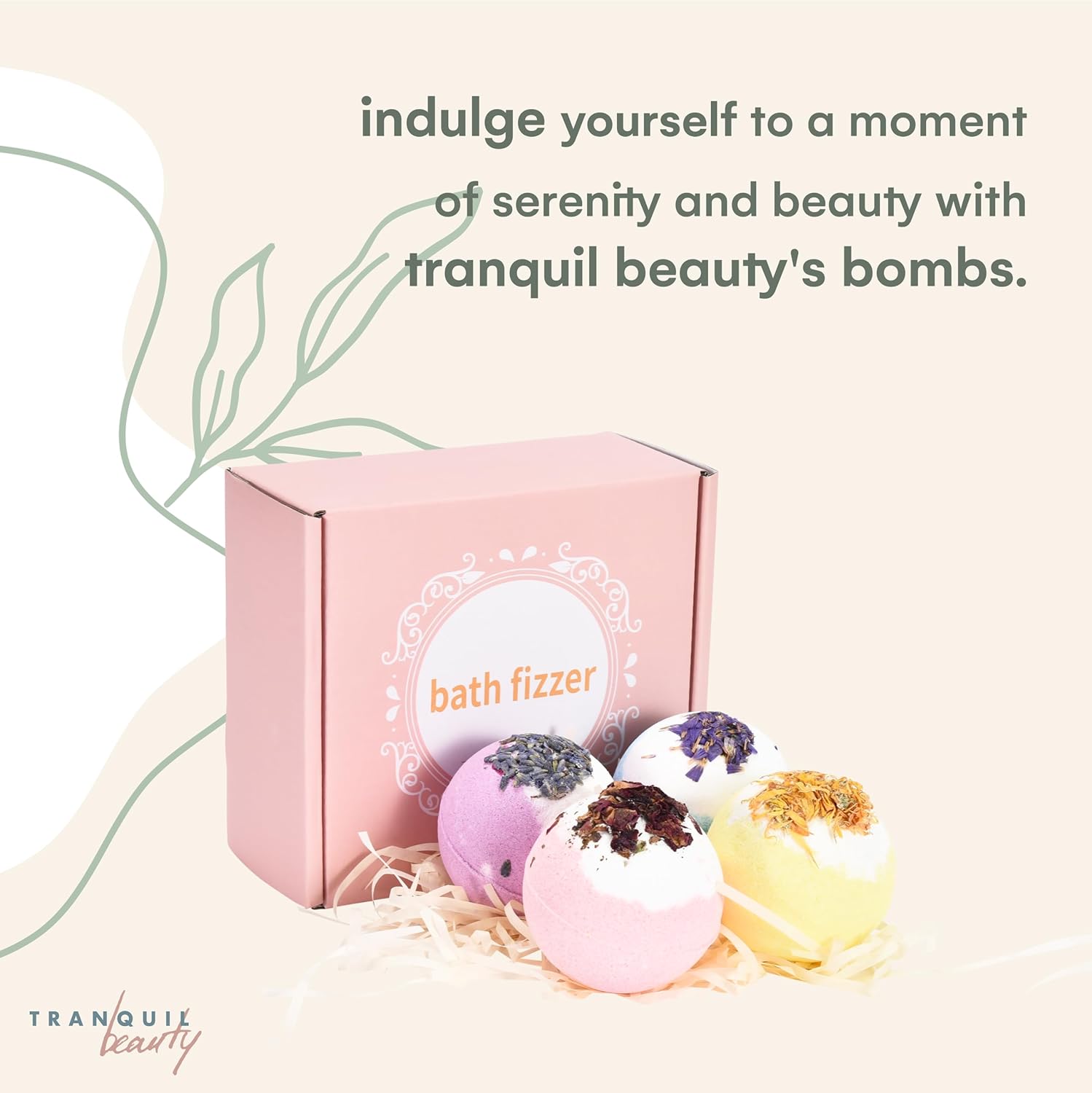 BathBomb_Mandarin by TranquilBeauty – Bomba de baño para adultos, mujeres y niños – Golosinas relajantes e ingredientes de grado de spa – Juego de 4