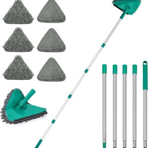 JEHONN Trapeador limpiador de pared con mango largo de 82 pulgadas, herramienta de limpieza de techo 3 en 1 con 6 almohadillas de microfibra de JEHONN Trapeador limpiador de pared con mango largo de 82 pulgadas, herramienta de limpieza de techo 3 en 1 con 6 almohadillas de microfibra de